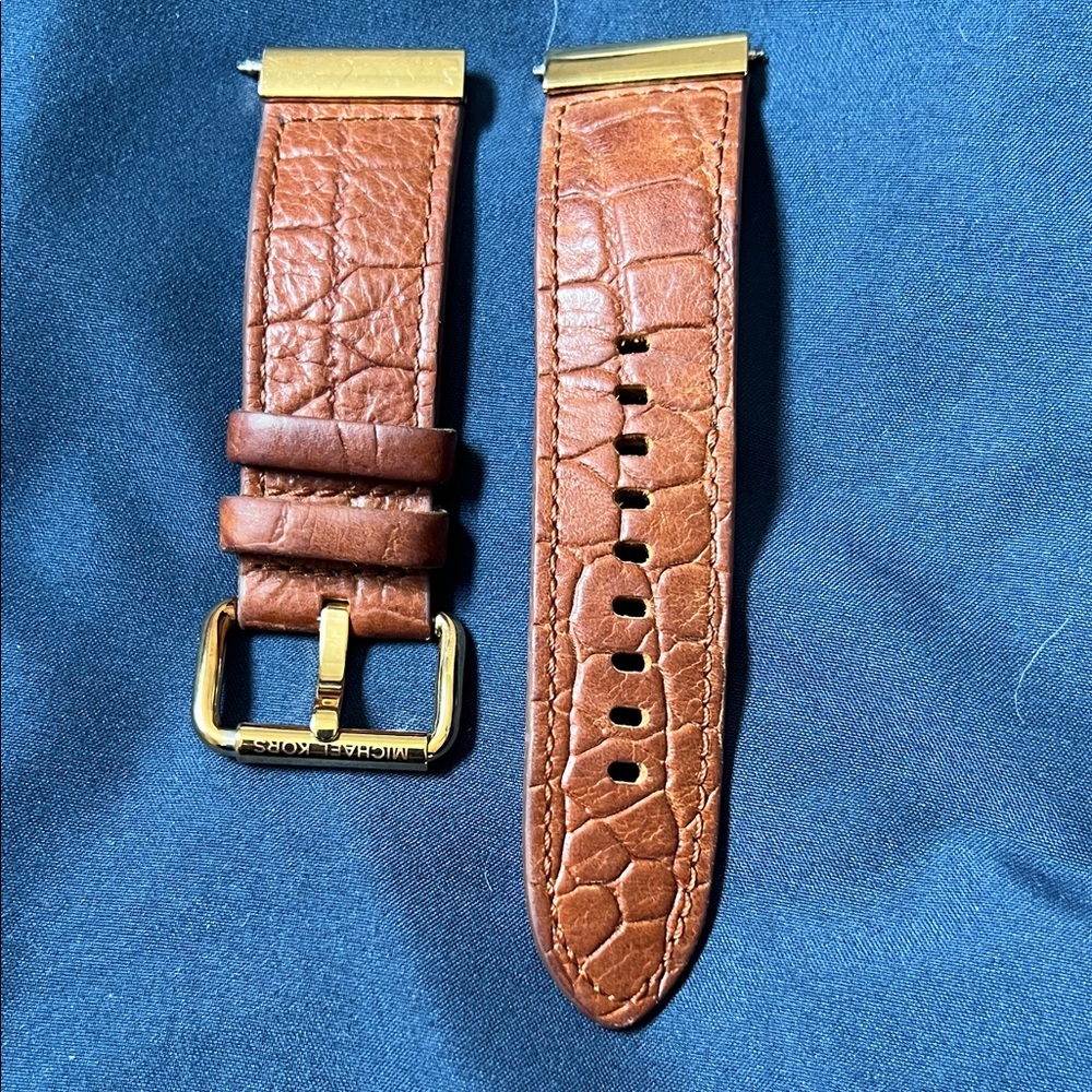 Michael Kors Gold Buckle Brown Leather Watch Strap
